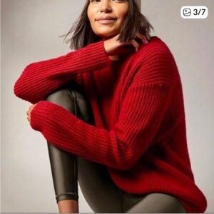 Athleta Cascades Red Knit Sweater Size XS Women EUC
